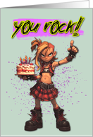 Happy Birthday Punk Rock Chick with Birthday Cake card