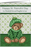 St. Patrick’s Day to Son and Daughter-in-Law with a Bear Wearing a Hat card