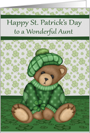 St. Patrick’s Day to Aunt with a Cute Bear Wearing a Hat and Shamrocks card