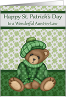 St. Patrick’s Day to Aunt-in-Law, a cute bear wearing a hat, shamrocks card
