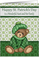 St. Patrick’s Day to Aunt and Family, a cute bear wearing a hat card