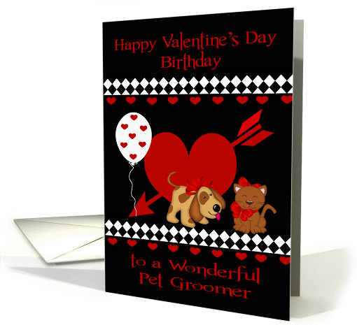Birthday on Valentine's Day To Pet Groomer, Red heart,... (1356972)