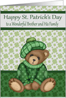 St. Patrick’s Day to Brother and Family, a cute bear wearing a hat card