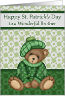 St. Patrick’s Day to Brother, a cute bear wearing a hat with shamrocks card