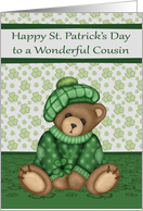 St. Patrick’s Day to Cousin a Cute Bear Wearing a Hat and Shamrocks card