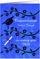 Congratulations for Earning PhD Custom Name Card with Graduation cap card