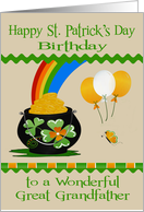 Birthday on St. Patrick’s Day to Great Grandfather, a pot of gold card