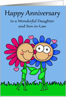 Wedding Anniversary to Daughter and Son in Law with a Flower Couple card