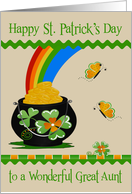 St. Patrick’s Day to Great Aunt, a pot of gold at the end of rainbow card