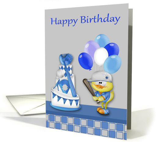 Birthday, general, baseball theme, baby chick holding a... (1370528)