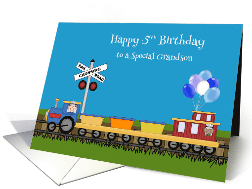 5th Birthday to Grandson Card with two Boys in a Train... (1370916)