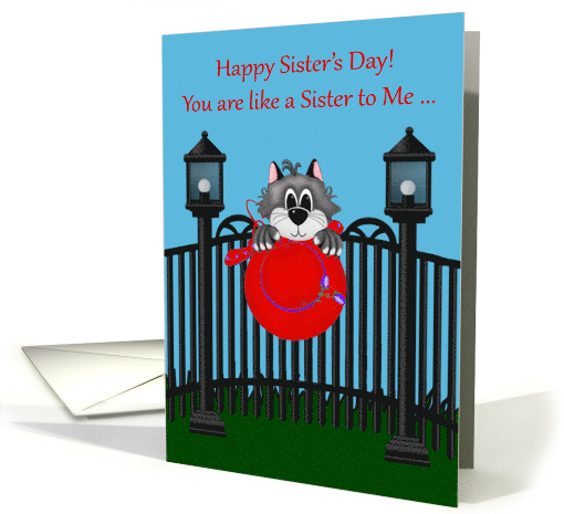 Sister's Day to Like a Sister with a Cat a on Fence... (1373944)