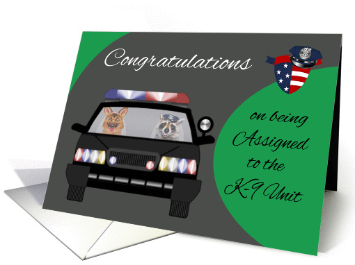 Congratulations on assignment to K-9 Unit, general, raccoon, dog card