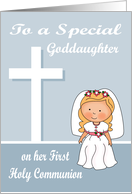 Congratulations on First Communion to Goddaughter with Blonde Hair card