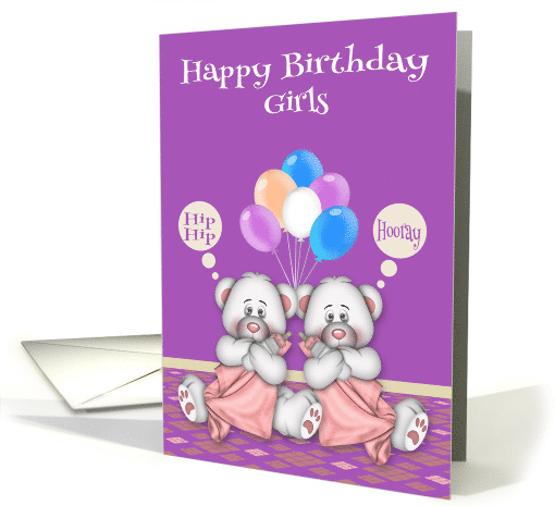 Birthday to Twin Girls with Cute Bears Holding Blankets... (1377132)