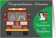 Congratulations on Retirement as a Firefighter Custom Name Card