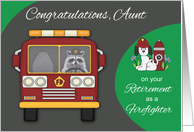 Congratulations to Aunt on Retirement as Firefighter with Raccoon card