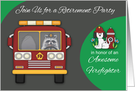 Invitation to retirement party as a Firefighter, general, Raccoon card