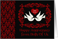 Wedding Anniversary from Both Of Us with Two White Doves Kissing card