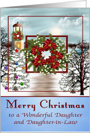 Christmas to Daughter and Daughter in Law Snowy Lighthouse Scene card