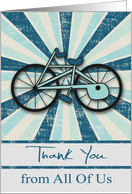 Thank You to Bicycle Coach from All Of Us, bicycle, blue starburst card