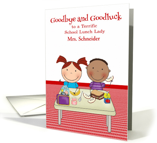 Goodbye and Good Luck to School Lunch Lady, custom name card (1383414)