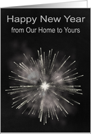 New Year from Our Home to Yours, chalkboard look with fireworks card