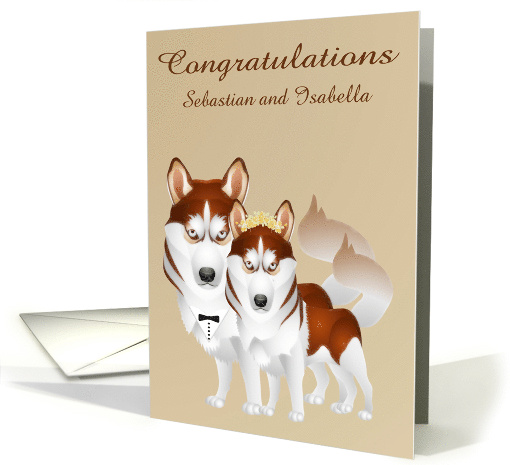 Congratulations on Marriage Custom Name Card for Dog Lovers card