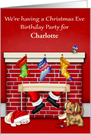 Invitations to Christmas Eve Birthday Party, custom name, Santa Claus card