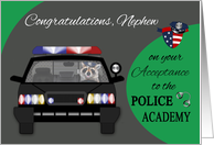 Congratulations to Nephew on acceptance to Police Academy, raccoon card