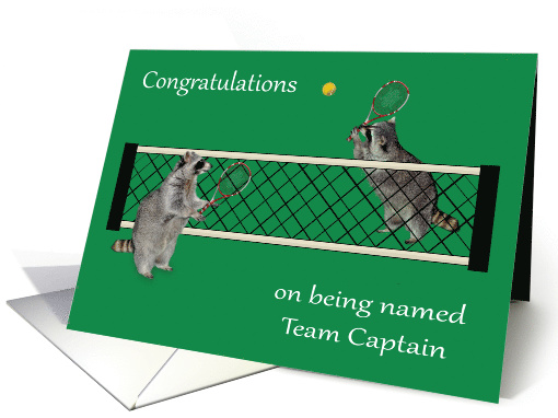 Congratulations on being named team captain, tennis, raccoons card