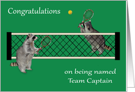 Congratulations on being named team captain, tennis, raccoons card