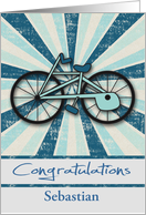 Congratulations, no more training wheels, custom name, starburst card