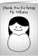 Thank you for being my witness, wedding, bride, silhouettes, heart card