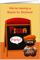 Invitations to Back to School Pizza Party, cute chef with menu board card