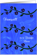 Farewell to Boss Card with Stems of Flowers on a Beautiful Background card