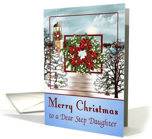 Christmas to Step Daughter with a Snowy Lighthouse Scene... (1403000)