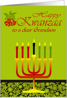 Kwanzaa to Grandson with a Seven Candle Kinara and Flowers card