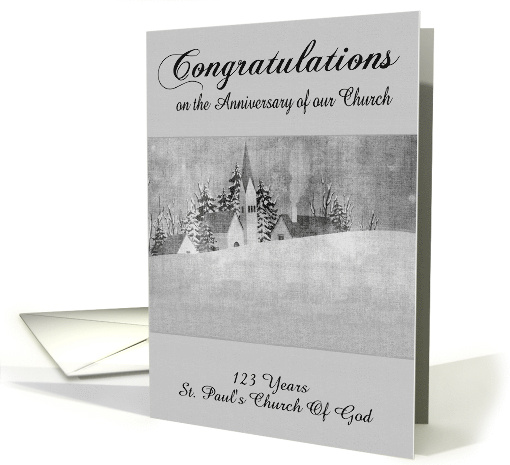 Church Anniversary Custom Year and Name with an Old fashion Town card