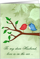 Love & Romance to Husband Card with Birds in Love Sharing a Worm card