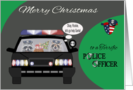 Christmas to Police Officer, general, adorable raccoons in police car card