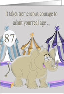 87th Birthday, age humor, general, Elephant wearing eyeglasses card