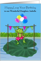 Leap Year Birthday Custom Relationship with Frog Leaping on Lilly Pad card