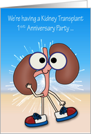 Invitations to Kidney Transplant 1st Anniversary Party with Kidneys card
