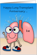 Anniversary of Lung Transplant Custom Year Card with Happy lungs card