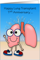 1st Anniversary on Lung Transplant with Happy Lungs wearing Sneakers card