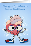 Get Well from Heart Surgery Card with a Happy Heart Wearing Sneakers card