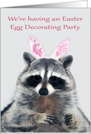 Invitations, Easter Egg Decorating Party, raccoon wearing bunny ears card