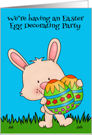 Invitations, Easter Egg Decorating Party, bunny holding decorated eggs card