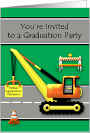 Invitations, Graduation Party, Heavy Equipment Operator, cherry picker card